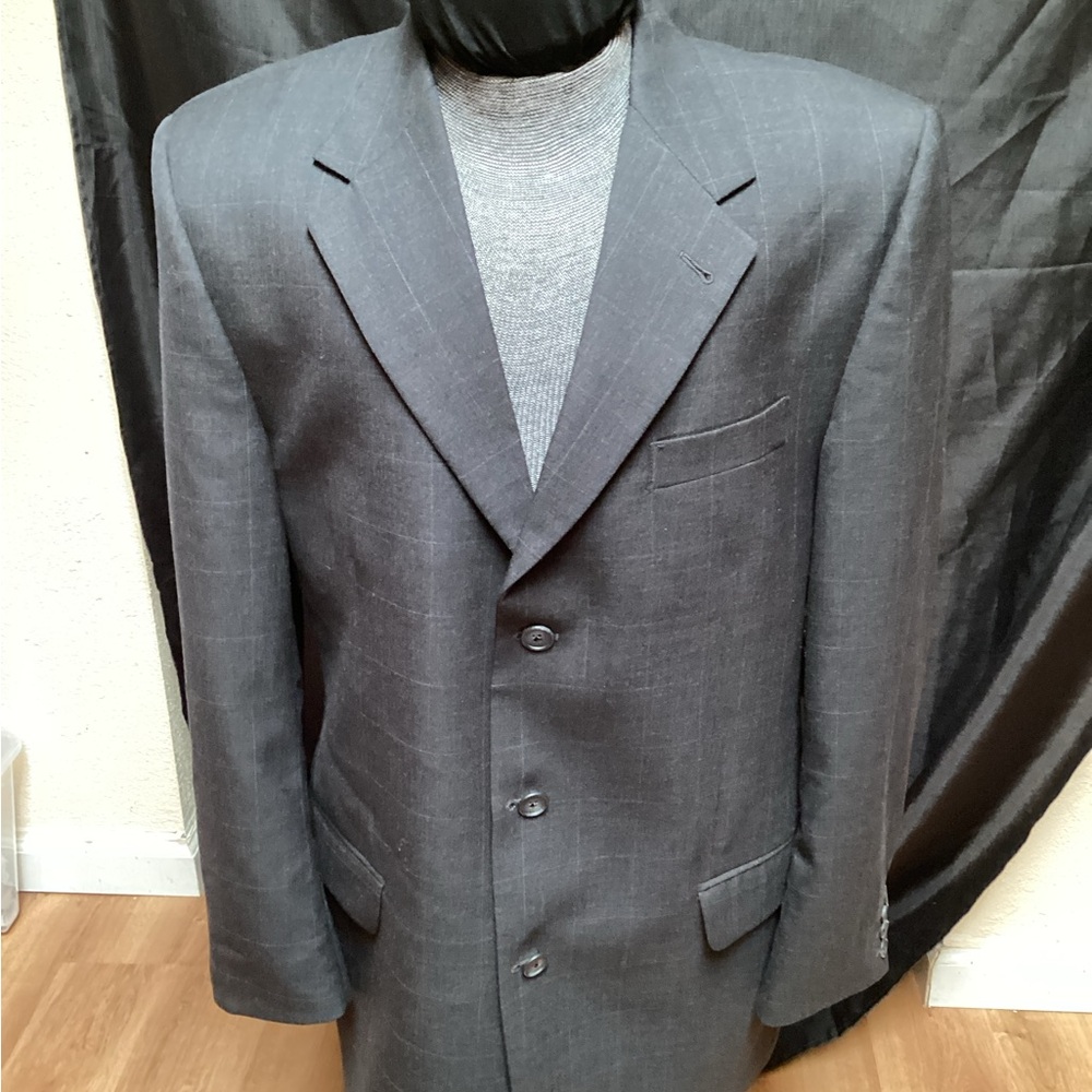 Mens dress pinstripe jacket, 42T, charcoal